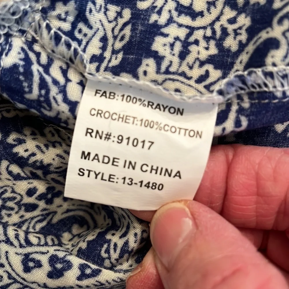 Solitaire Boho Tunic Top XL in EUC. Navy and Cream. - Picture 7 of 7